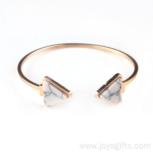 Copper Bangles Gold Plated Triangle Howlite Gemstone